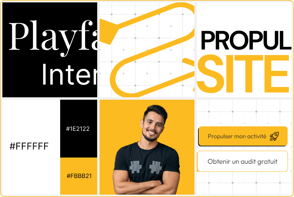 Moodboard initial du projet Propulsite — couleurs, références typo, mood général